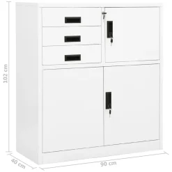 vidaXL Armario de oficina de acero 90x40x102 cm Blanco Outlet