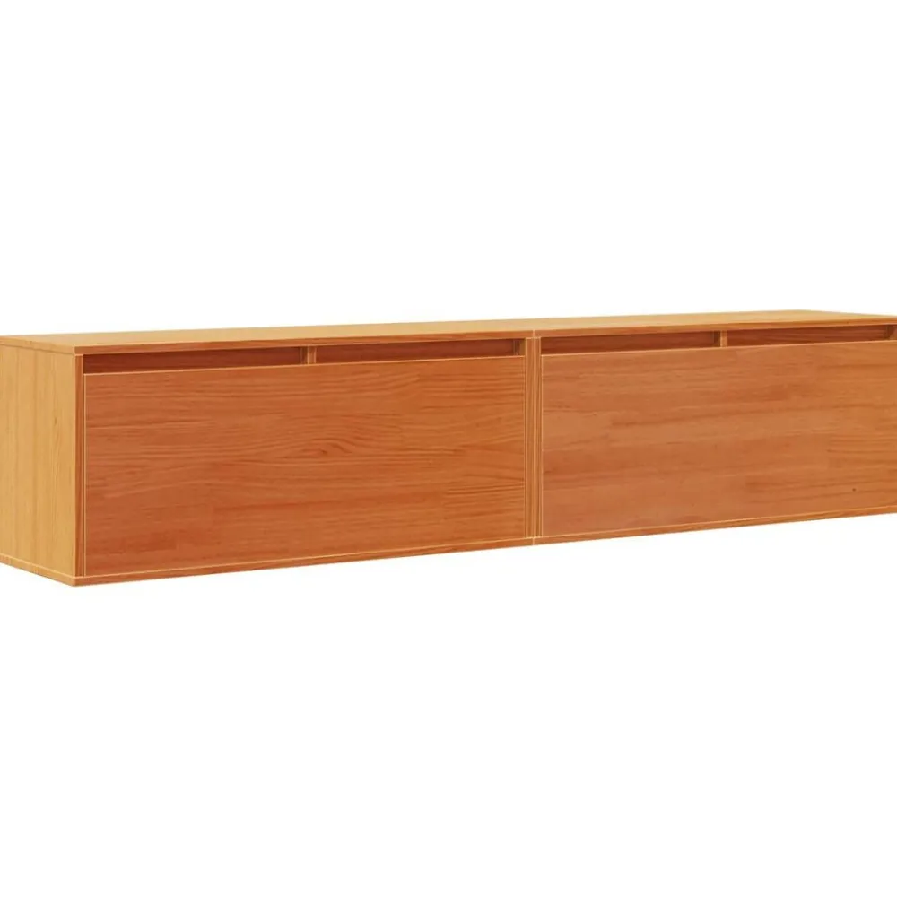 vidaXL Armario de Pared con estante 2 pcs Marrón cera 80 x 30 x 35 cm Marrón cera Outlet
