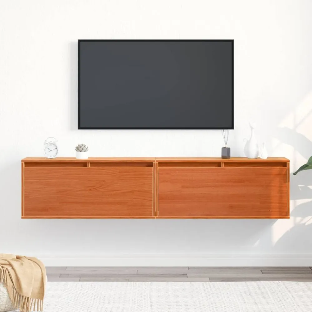 vidaXL Armario de Pared con estante 2 pcs Marrón cera 80 x 30 x 35 cm Marrón cera Outlet