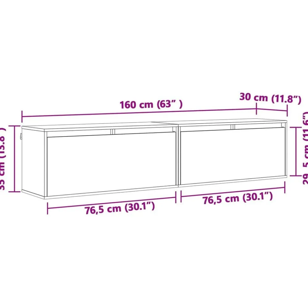 vidaXL Armario de Pared con estante 2 pcs Marrón cera 80 x 30 x 35 cm Marrón cera Outlet
