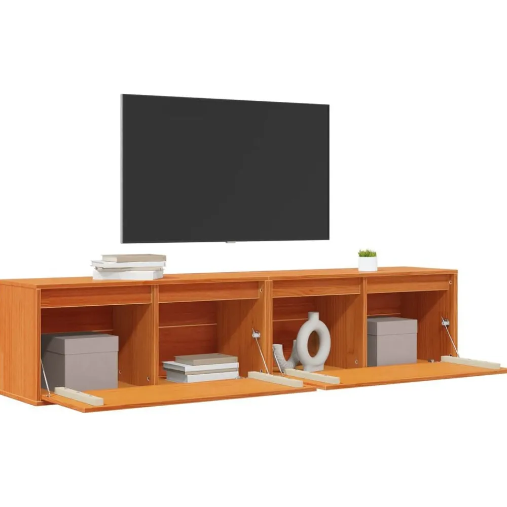 vidaXL Armario de Pared con estante 2 pcs Marrón cera 80 x 30 x 35 cm Marrón cera Outlet