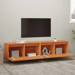 vidaXL Armario de Pared con estante 2 pcs Marrón cera 80 x 30 x 35 cm Marrón cera Outlet