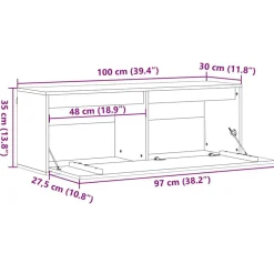 vidaXL Armario de Pared con estante Marrón cera 100 x 30 x 35 cm Marrón cera Hot