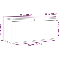 vidaXL Estanterías-Armario de pared de madera maciza de pino 80x30x35 cm