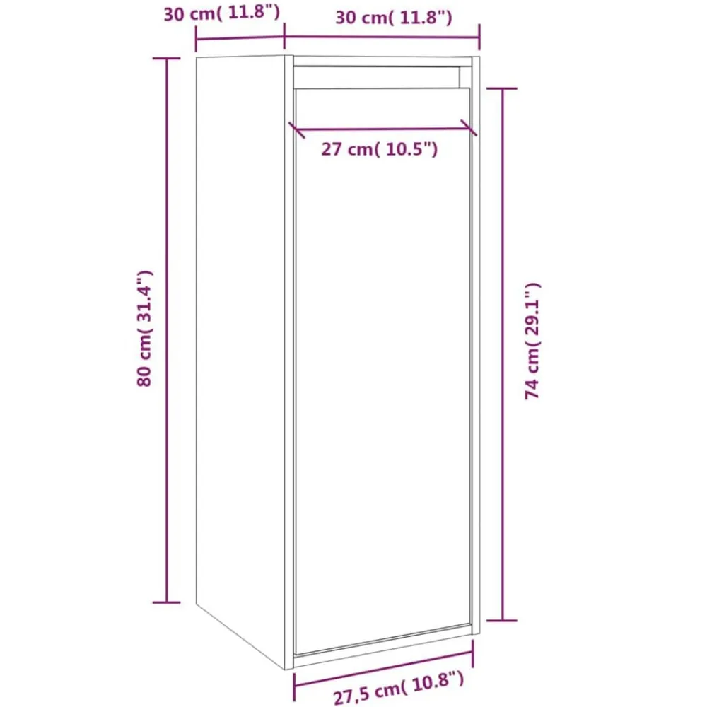 vidaXL Estanterías-Armario de pared de madera maciza de pino 30x30x80 cm