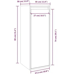 vidaXL Armario de pared de madera maciza de pino 30x30x80 cm Gris Best