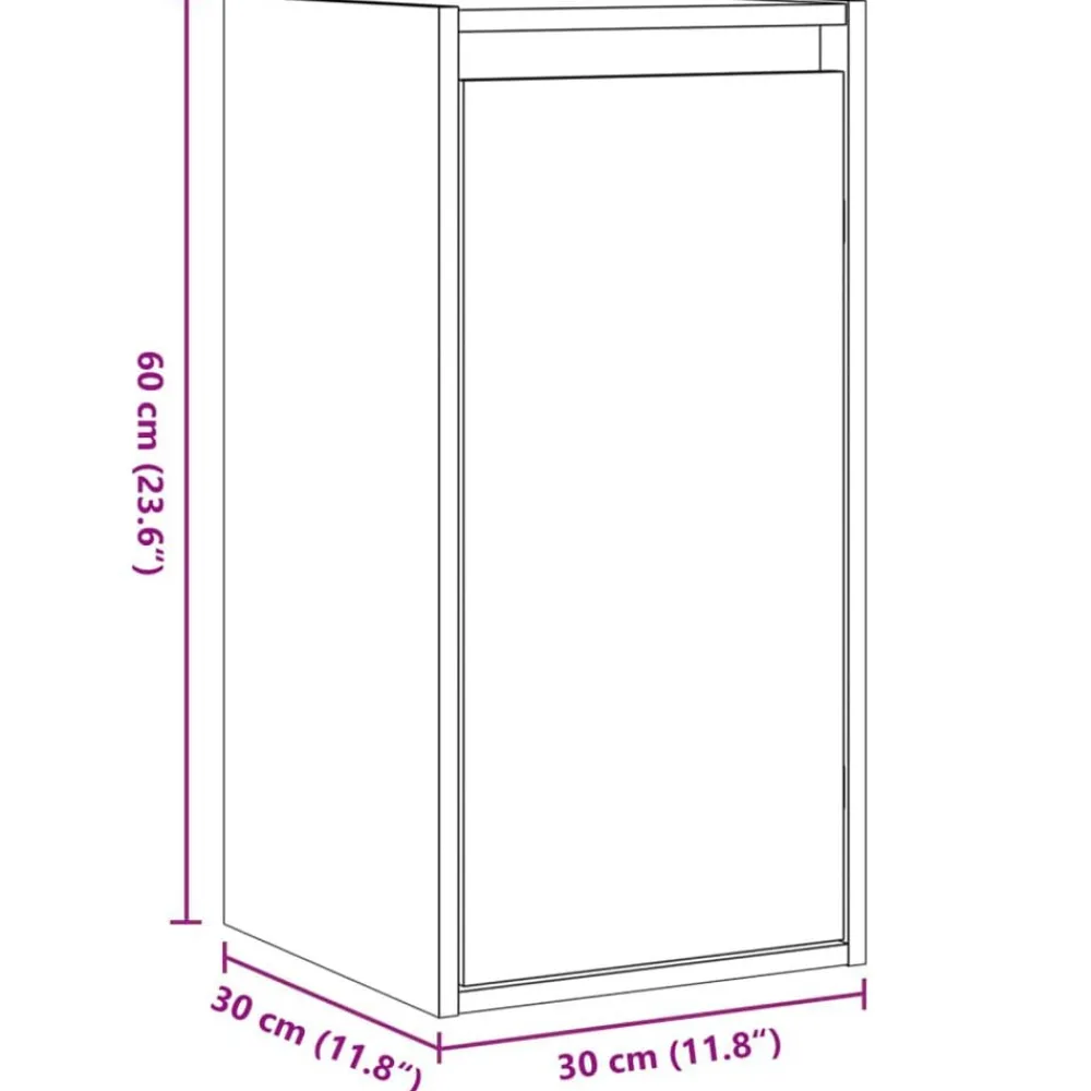 vidaXL Armario de pared de madera maciza de pino 30x30x60 cm Natural Clearance