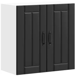 vidaXL Armarios Y Almacenamiento-Armario de pared de cocina Lucca madera ingeniería negra