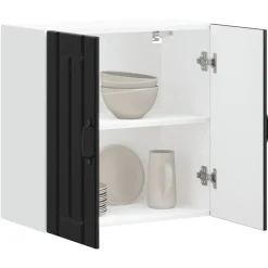 vidaXL Armarios Y Almacenamiento-Armario de pared de cocina Lucca madera ingeniería negra