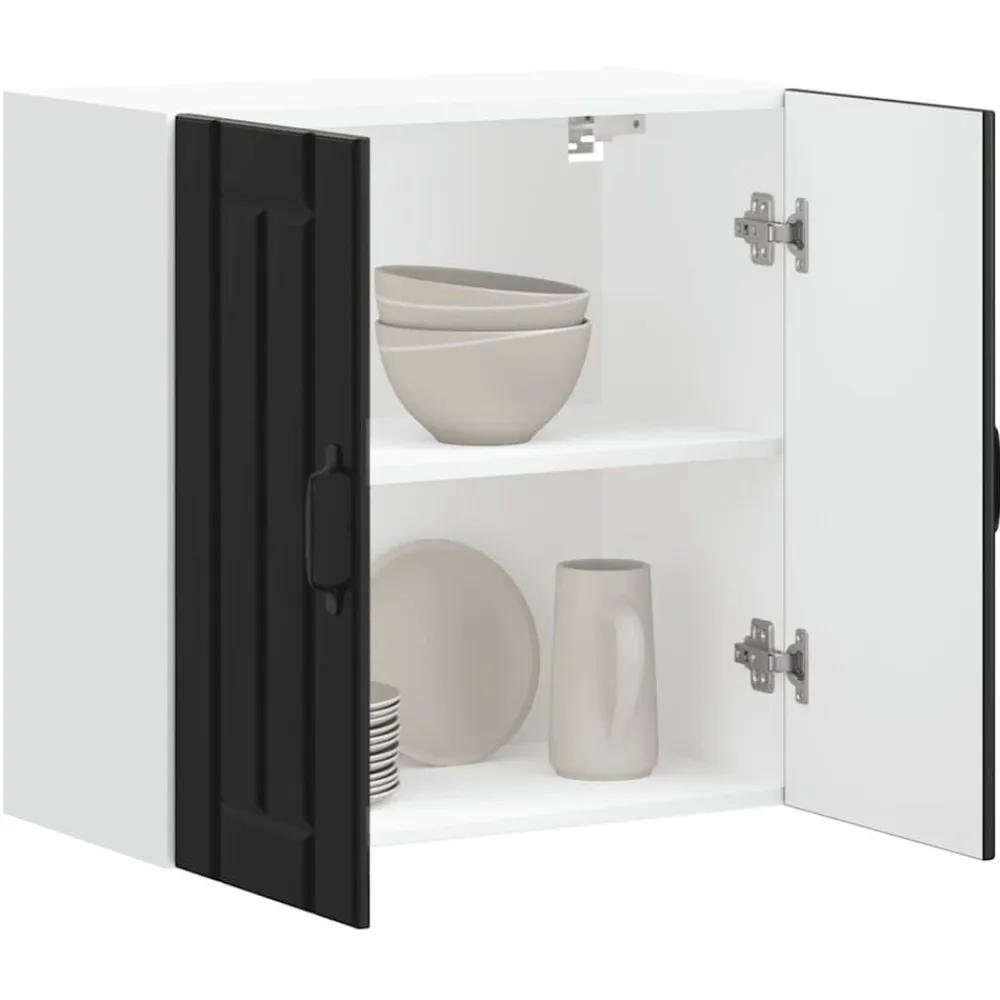 vidaXL Armarios Y Almacenamiento-Armario de pared de cocina Lucca madera ingeniería negra
