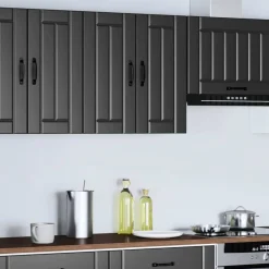 vidaXL Armarios Y Almacenamiento-Armario de pared de cocina Lucca madera ingeniería negra