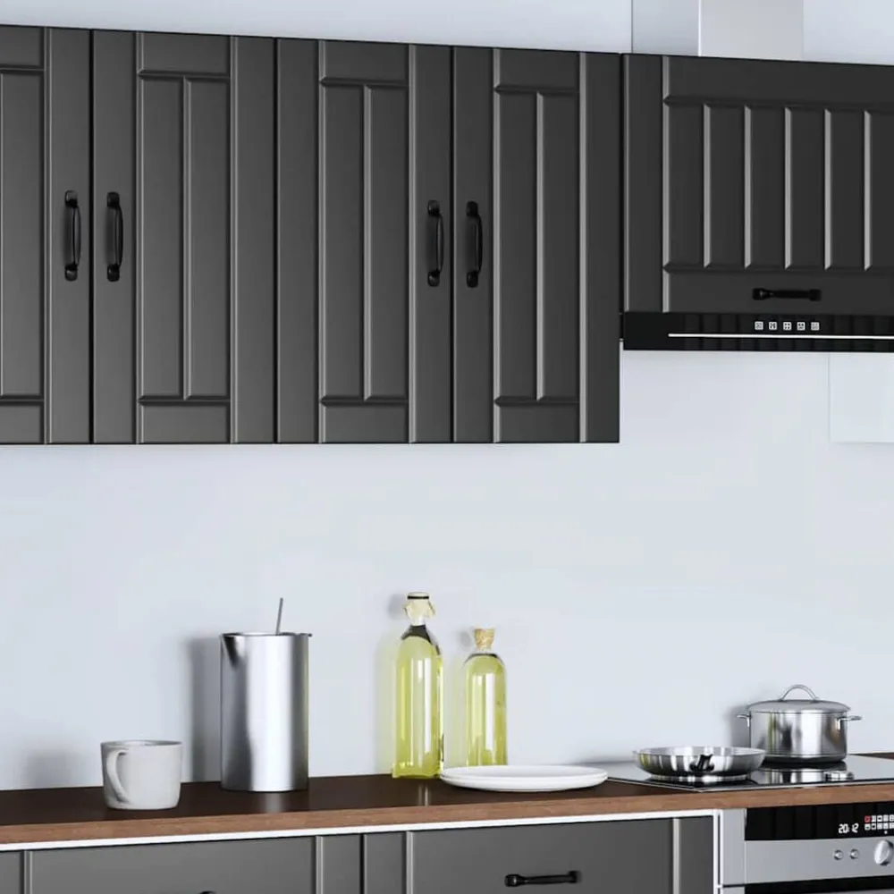vidaXL Armarios Y Almacenamiento-Armario de pared de cocina Lucca madera ingeniería negra