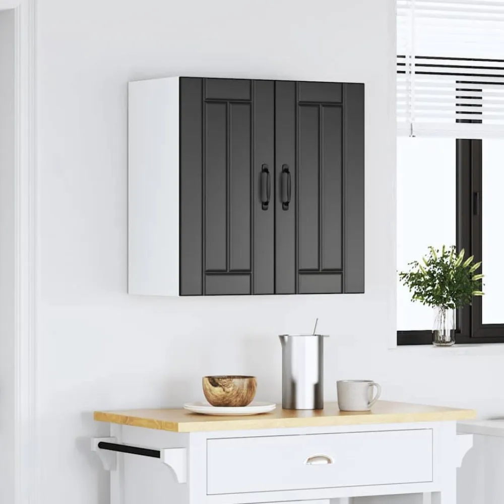 vidaXL Armarios Y Almacenamiento-Armario de pared de cocina Lucca madera ingeniería negra