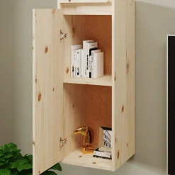 vidaXL Estanterías-Armario de pared de madera maciza de pino 30x30x80 cm