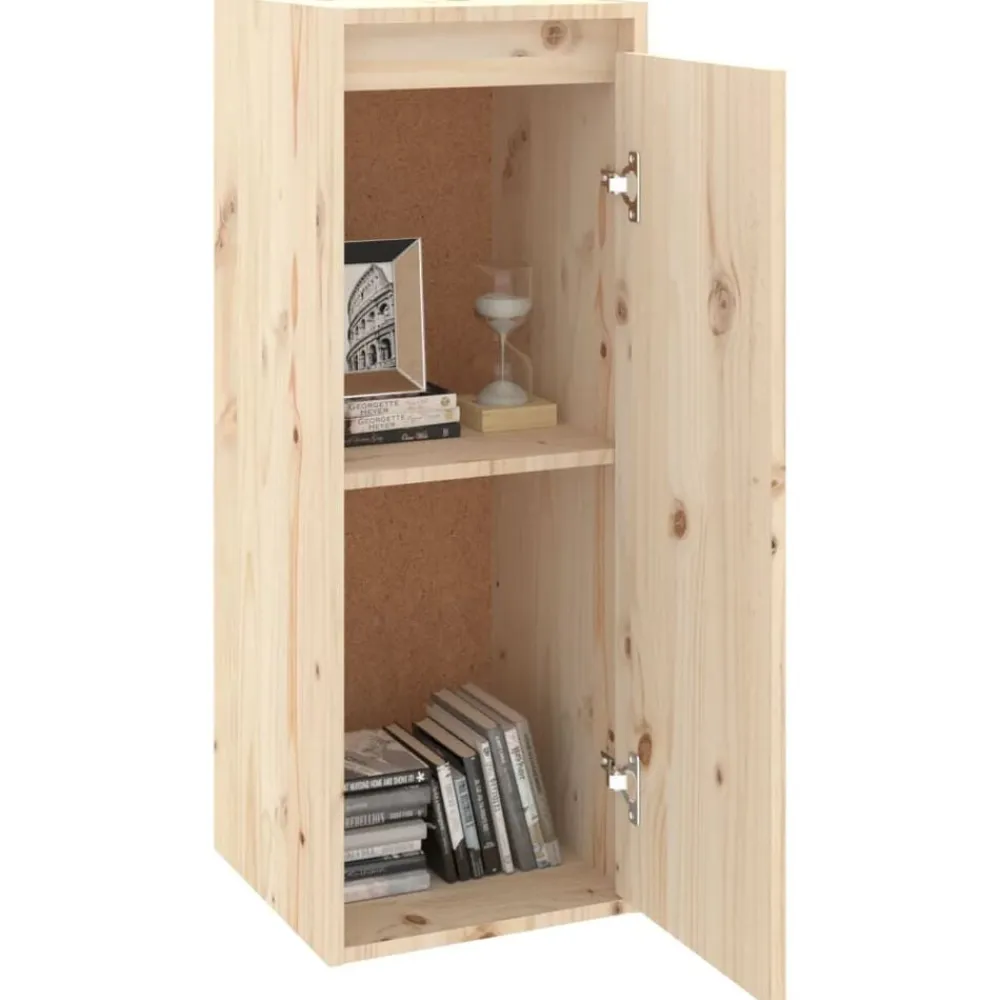 vidaXL Estanterías-Armario de pared de madera maciza de pino 30x30x80 cm