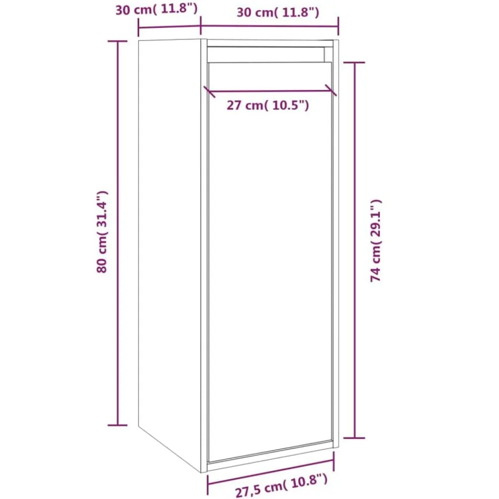 vidaXL Estanterías-Armario de pared de madera maciza de pino 30x30x80 cm