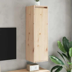 vidaXL Estanterías-Armario de pared de madera maciza de pino 30x30x100 cm