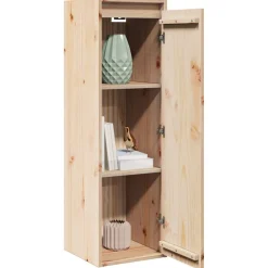 vidaXL Estanterías-Armario de pared de madera maciza de pino 30x30x100 cm