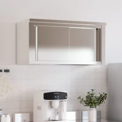 vidaXL Cocina Y Comedor-Armario de pared de cocina puertas correderas acero inoxidable