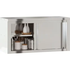 vidaXL Cocina Y Comedor-Armario de pared de cocina puertas correderas acero inoxidable