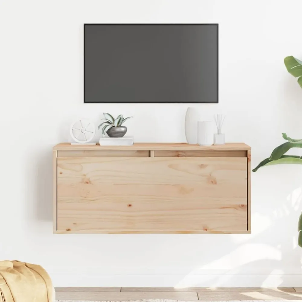 vidaXL Armario de pared de madera maciza de pino 80x30x35 cm Marrón Discount