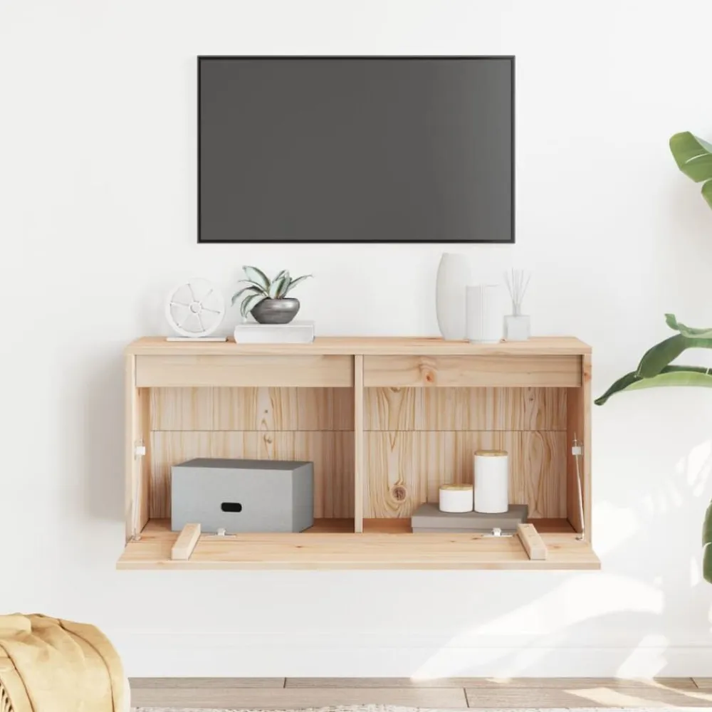vidaXL Armario de pared de madera maciza de pino 80x30x35 cm Marrón Discount