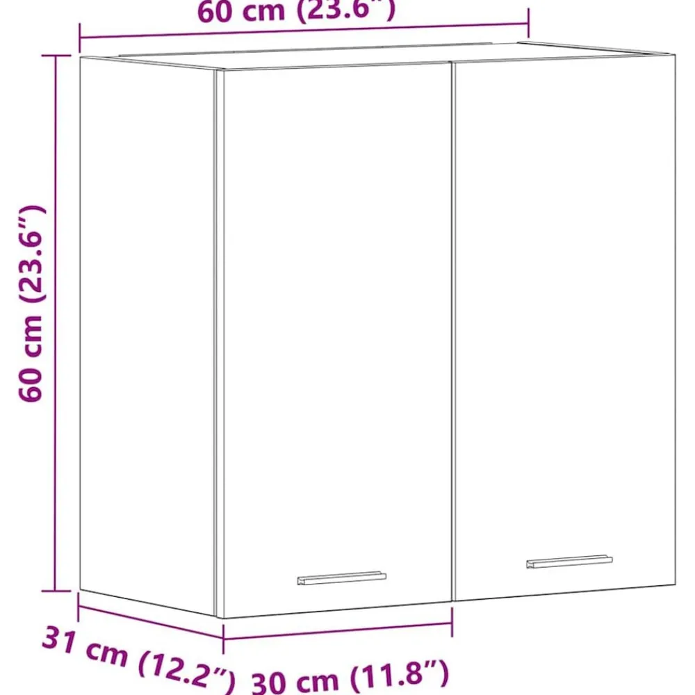vidaXL Armarios Y Almacenamiento-Armario de pared de cocina madera de ingeniería gris hormigón