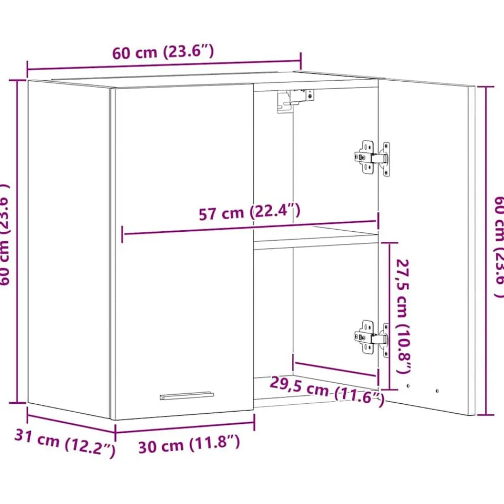 vidaXL Armarios Y Almacenamiento-Armario de pared de cocina madera de ingeniería gris hormigón