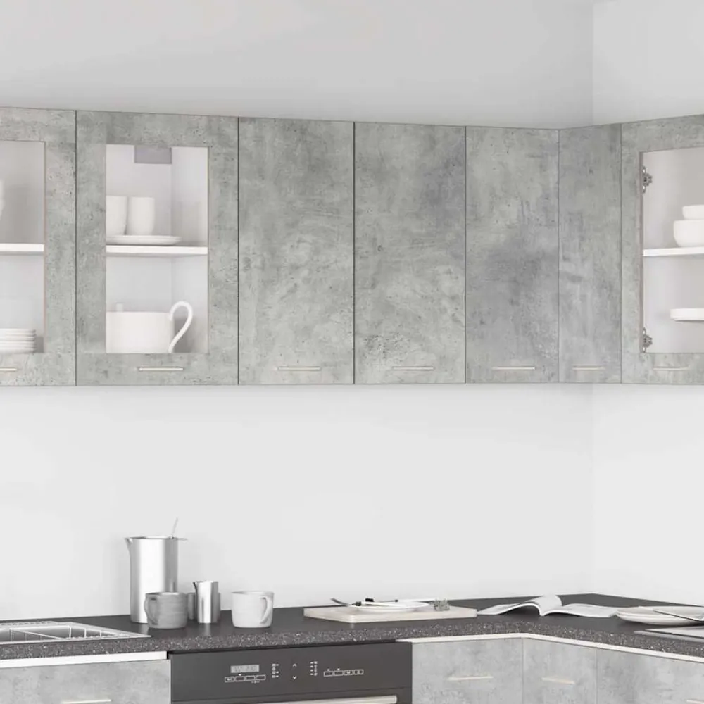 vidaXL Armarios Y Almacenamiento-Armario de pared de cocina madera de ingeniería gris hormigón