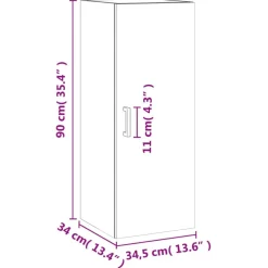 vidaXL Armarios Y Almacenamiento-Armario de pared 34,5x34x90 cm