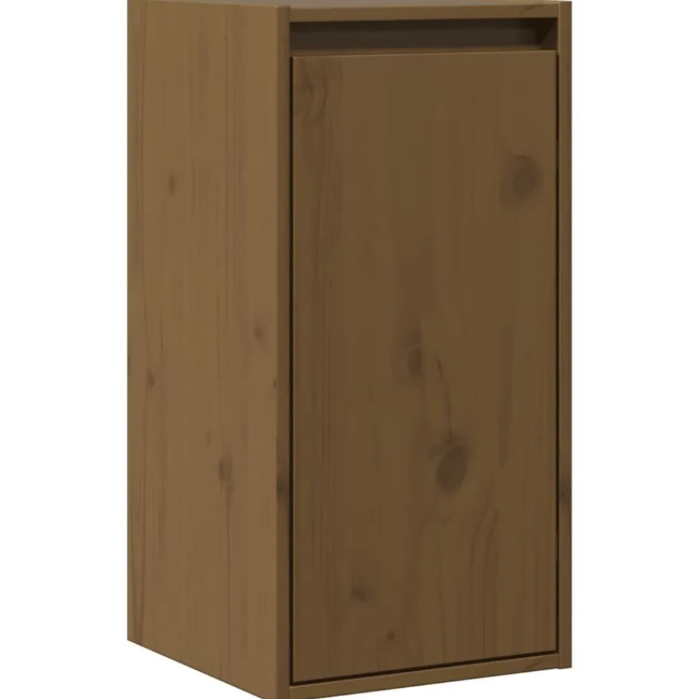 vidaXL Estanterías-Armario de pared madera maciza de pino marrón miel 30x30x60 cm