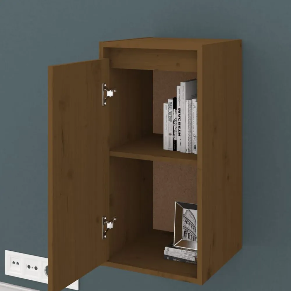 vidaXL Estanterías-Armario de pared madera maciza de pino marrón miel 30x30x60 cm