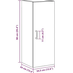 vidaXL Armario de pared madera ingeniería artisian 34,5x34x90 cm Roble Hot