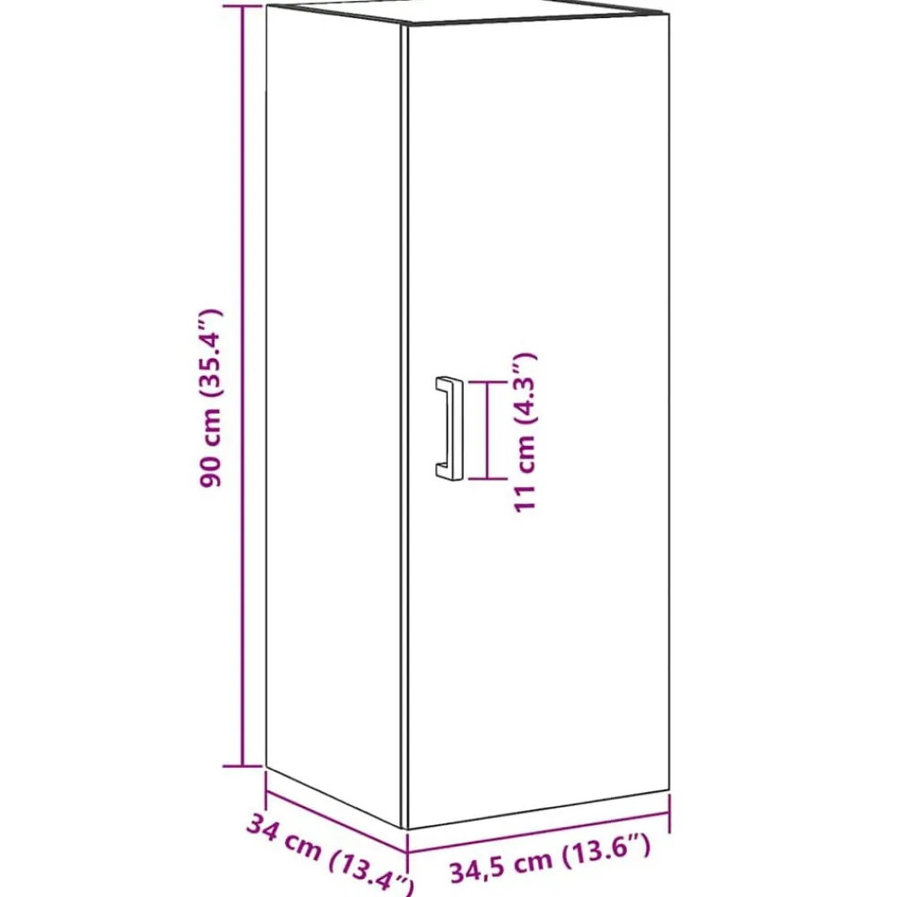 vidaXL Armario de pared madera ingeniería artisian 34,5x34x90 cm Roble Hot