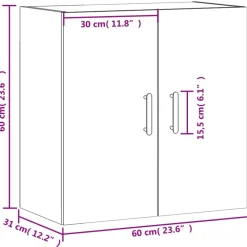 vidaXL Armarios Y Almacenamiento-Armario de pared madera de ingeniería 60x31x60 cm