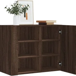 vidaXL Estanterías-Armario de pared madera de ingeniería marrón roble 75x35x60 cm