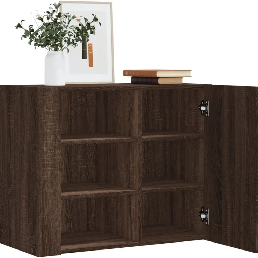 vidaXL Estanterías-Armario de pared madera de ingeniería marrón roble 75x35x60 cm