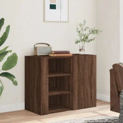 vidaXL Estanterías-Armario de pared madera de ingeniería marrón roble 75x35x60 cm
