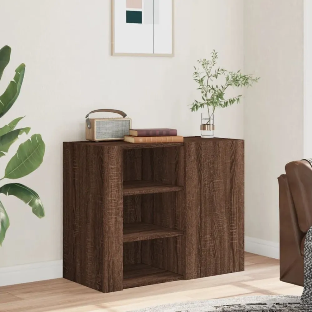 vidaXL Estanterías-Armario de pared madera de ingeniería marrón roble 75x35x60 cm