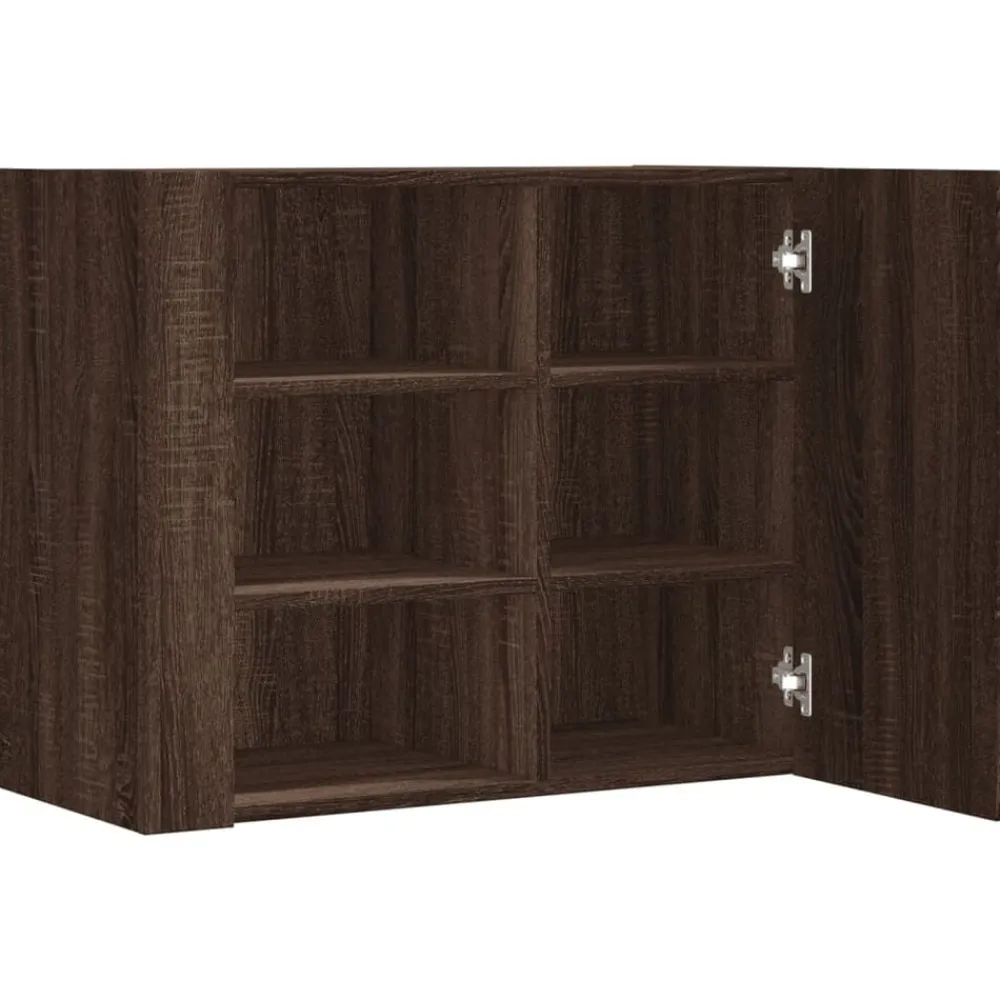 vidaXL Estanterías-Armario de pared madera de ingeniería marrón roble 75x35x60 cm