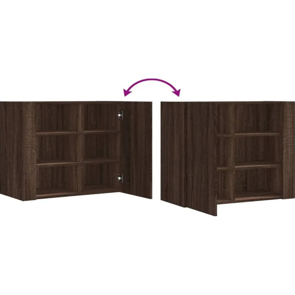 vidaXL Estanterías-Armario de pared madera de ingeniería marrón roble 75x35x60 cm