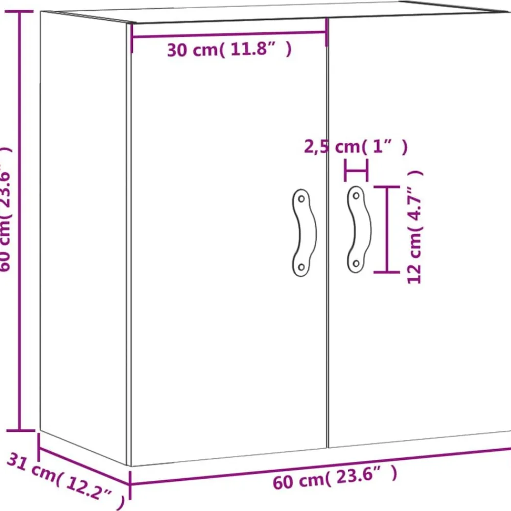 vidaXL Armario de pared madera de ingeniería 60x31x60 cm Blanco Clearance