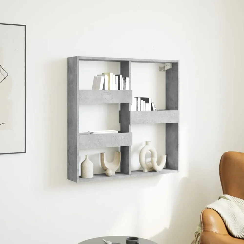 vidaXL Armario de pared madera ingeniería gris hormigón 80x15x80 cm Gris hormigón Online