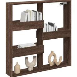 vidaXL Armario de pared madera de ingeniería marrón roble 80x15x80 cm Marr&oacute;n roble Outlet