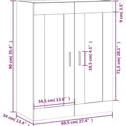 vidaXL Armario de pared madera ingeniería 69,5x34x90 cm Roble ahumado Hot