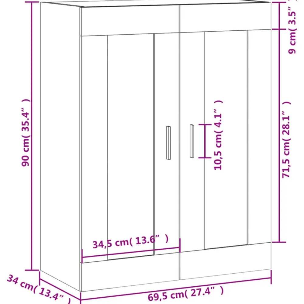 vidaXL Armario de pared madera ingeniería 69,5x34x90 cm Roble ahumado Hot