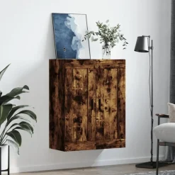 vidaXL Armario de pared madera ingeniería 69,5x34x90 cm Roble ahumado Hot