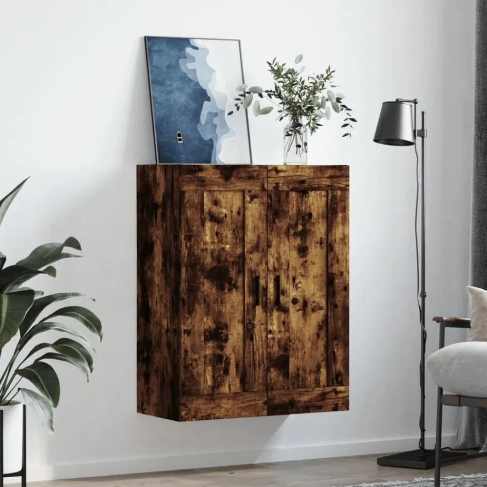 vidaXL Armario de pared madera ingeniería 69,5x34x90 cm Roble ahumado Hot