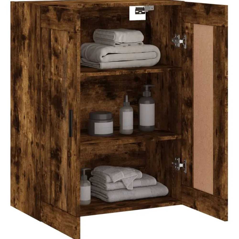 vidaXL Armario de pared madera ingeniería 69,5x34x90 cm Roble ahumado Hot