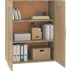 vidaXL Estanterías-Armario de pared madera ingeniería 69,5x32,5x90 cm